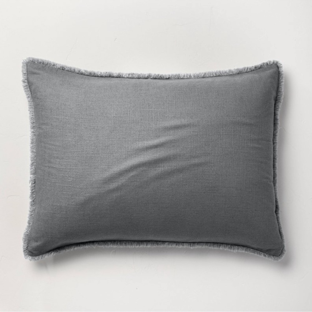 SINGLE Casaluna Standard Heavyweight Linen Blend Sham Gray Full/Queen